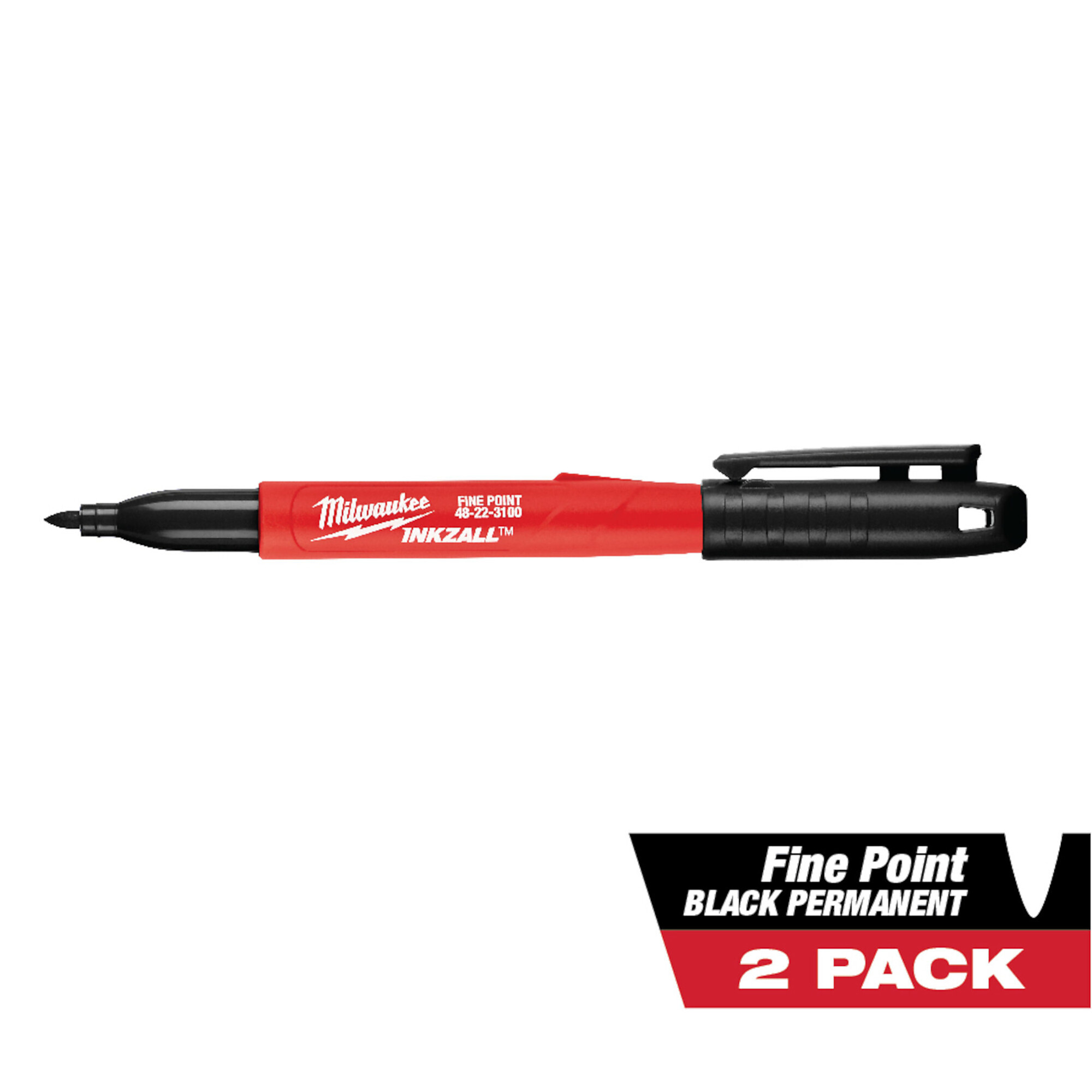 Milwaukee INKZALL Fine Point Black Marker, 2-Pack, Model# 48-22-3105